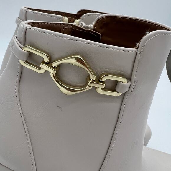 Naturalizer Berri Ankle Boot Womens Size 5 Cream Leather Gold Details Bootie - Picture 9 of 10